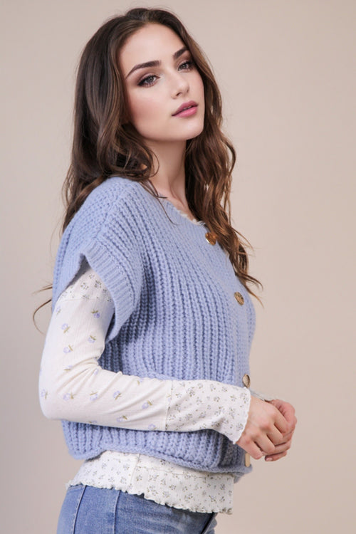 Blue Sweater w/Gold Buttons
