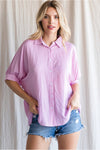 Pink Striped Oversized Top