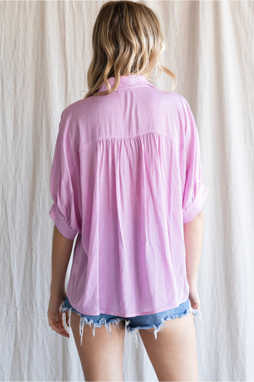 Pink Striped Oversized Top