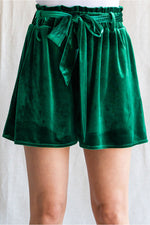 Green Velvet Shorts