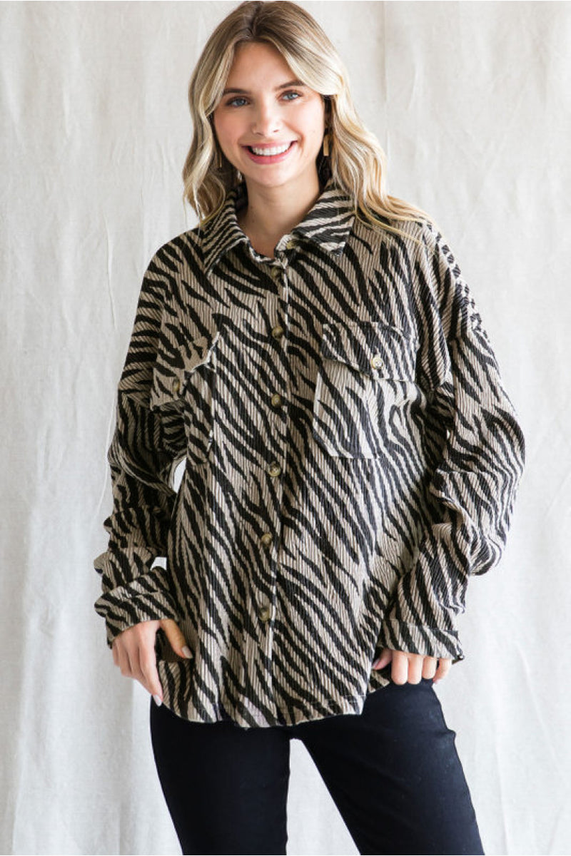 Tiger Stripe Corduroy Top