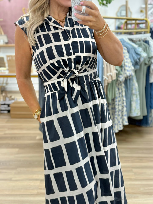 Navy/Cream Midi