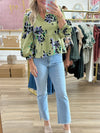 Green Floral Peplum Top