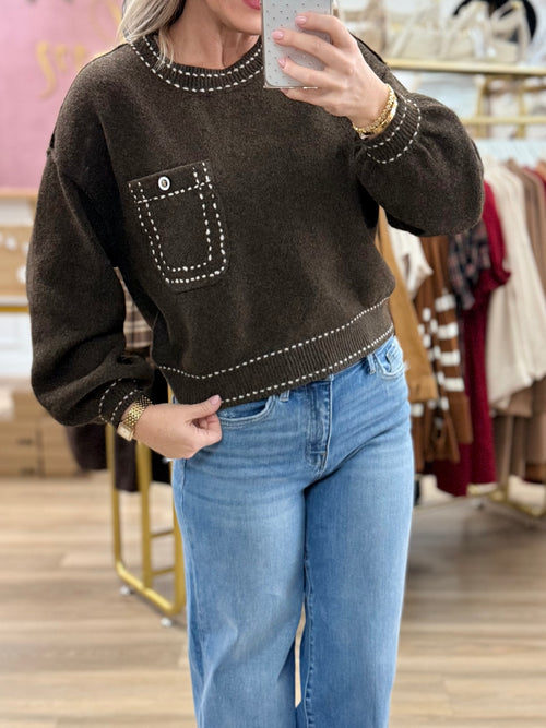 Brown Sweater w/Pocket
