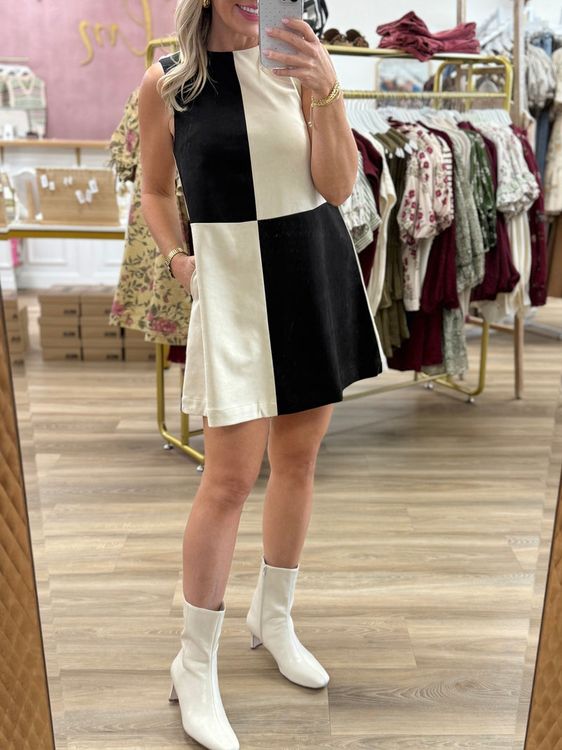 Suede Colorblock Shift Dress