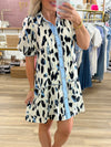 Cream/Navy Printed Dress