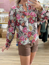 Black Floral Long Sleeve Blouse