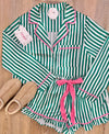 Green/White Stripe PJ Set