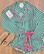 Green/White Stripe PJ Set