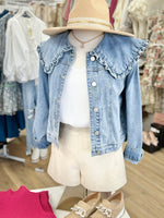 Denim Jacket w/Ruffle Collar