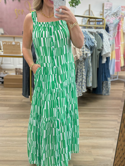 Green\White Button Down Maxi