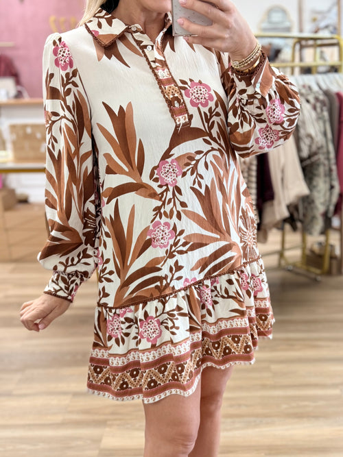 Long Sleeve Printed Dress