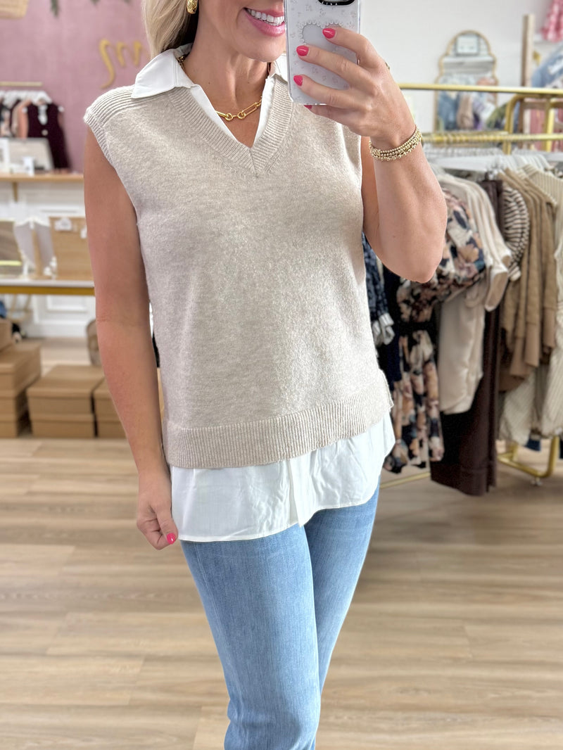 Mix Media Shirt Vest