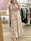 Ecru Floral Midi Dress