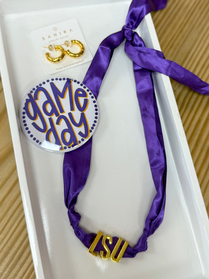 LSU Purple Scarf Necklace