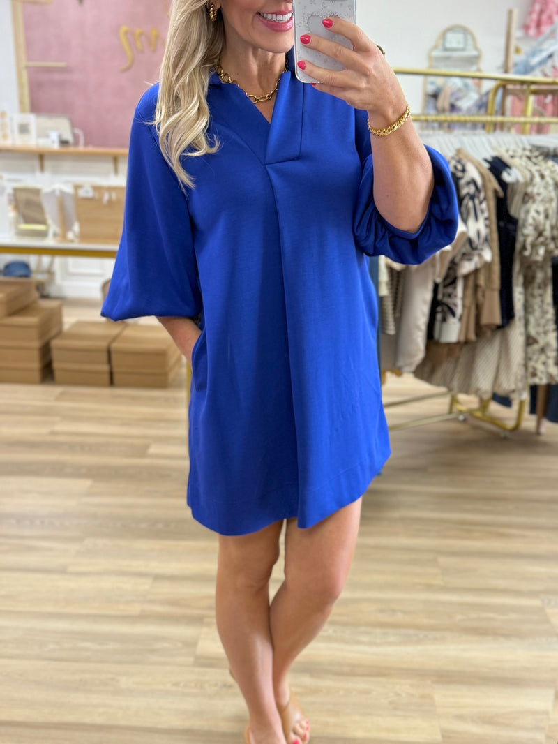 3/4 Sleeve Solid Dress