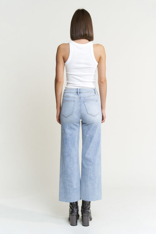 HR Wide Leg/Raw Hem Denim