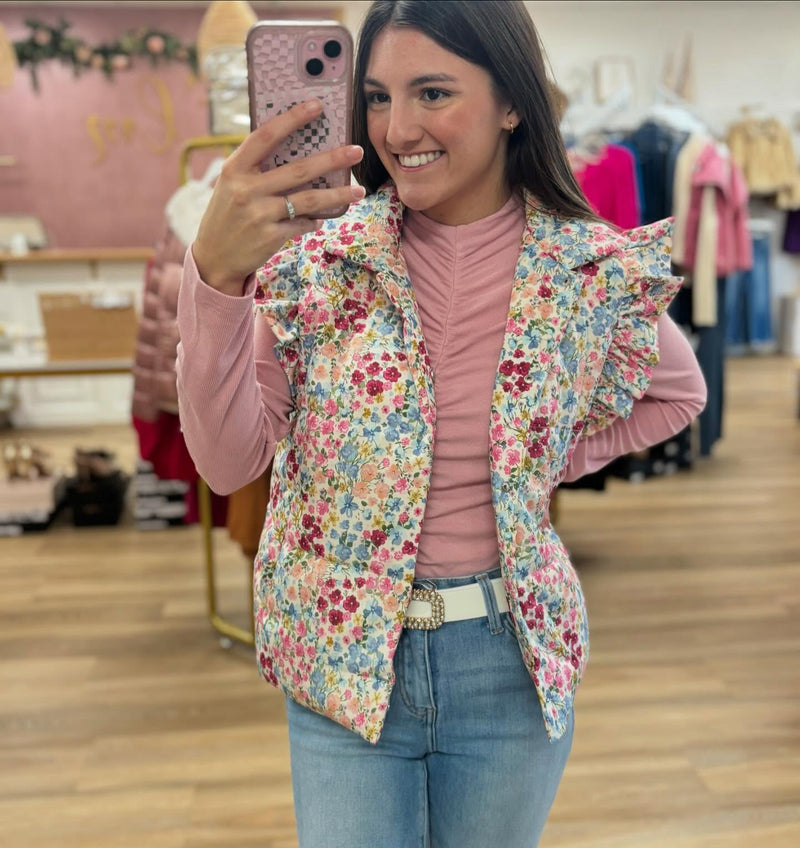 Floral Puffer Vest