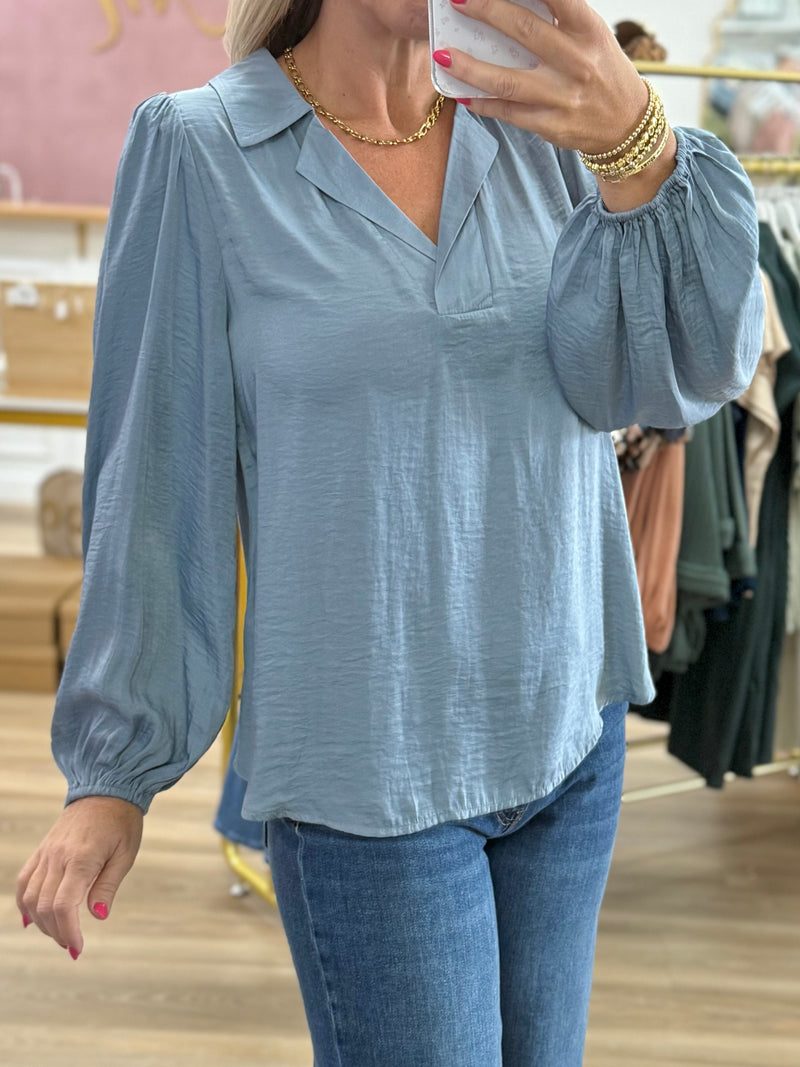 Long Sleeve Collared Blouse