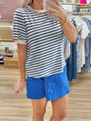 Stripe Bubble Sleeve Top