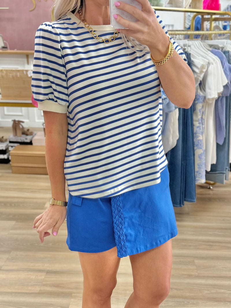 Stripe Bubble Sleeve Top