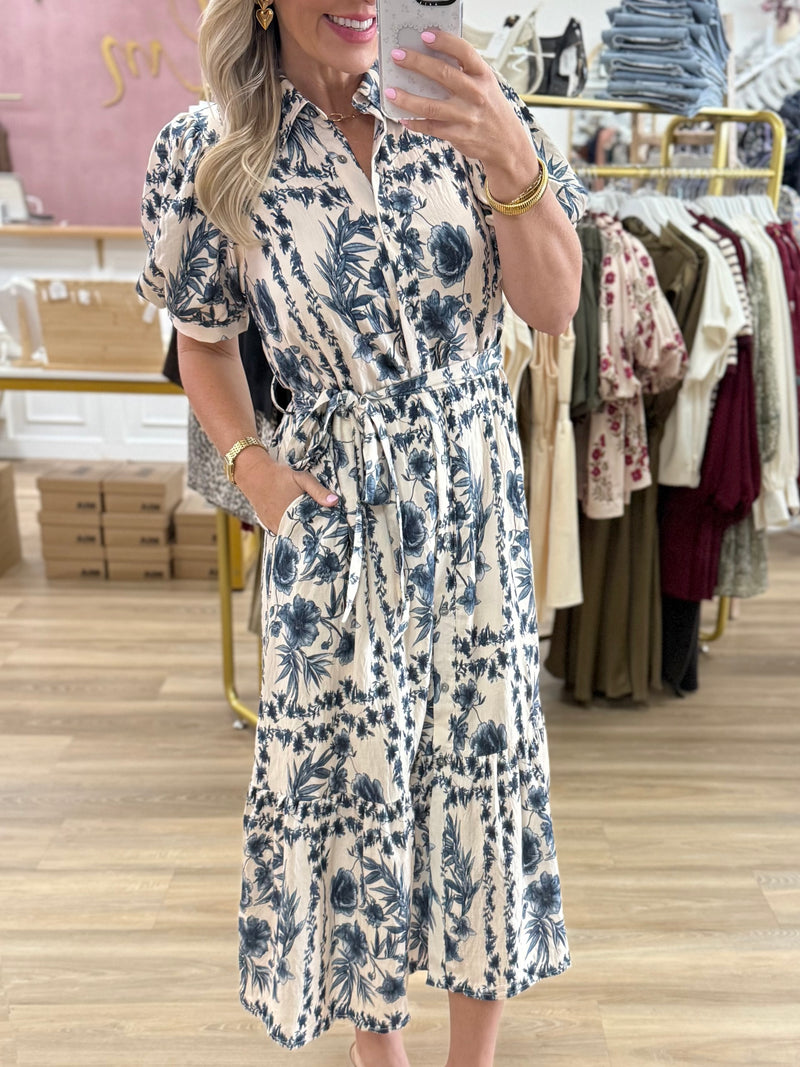 Cream Floral Dress