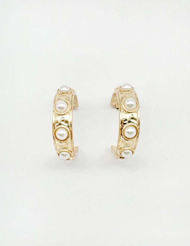 Gold Hoop with Pearl Accent