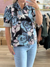 Navy Floral Top