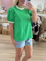 Green Puff Sleeve Top