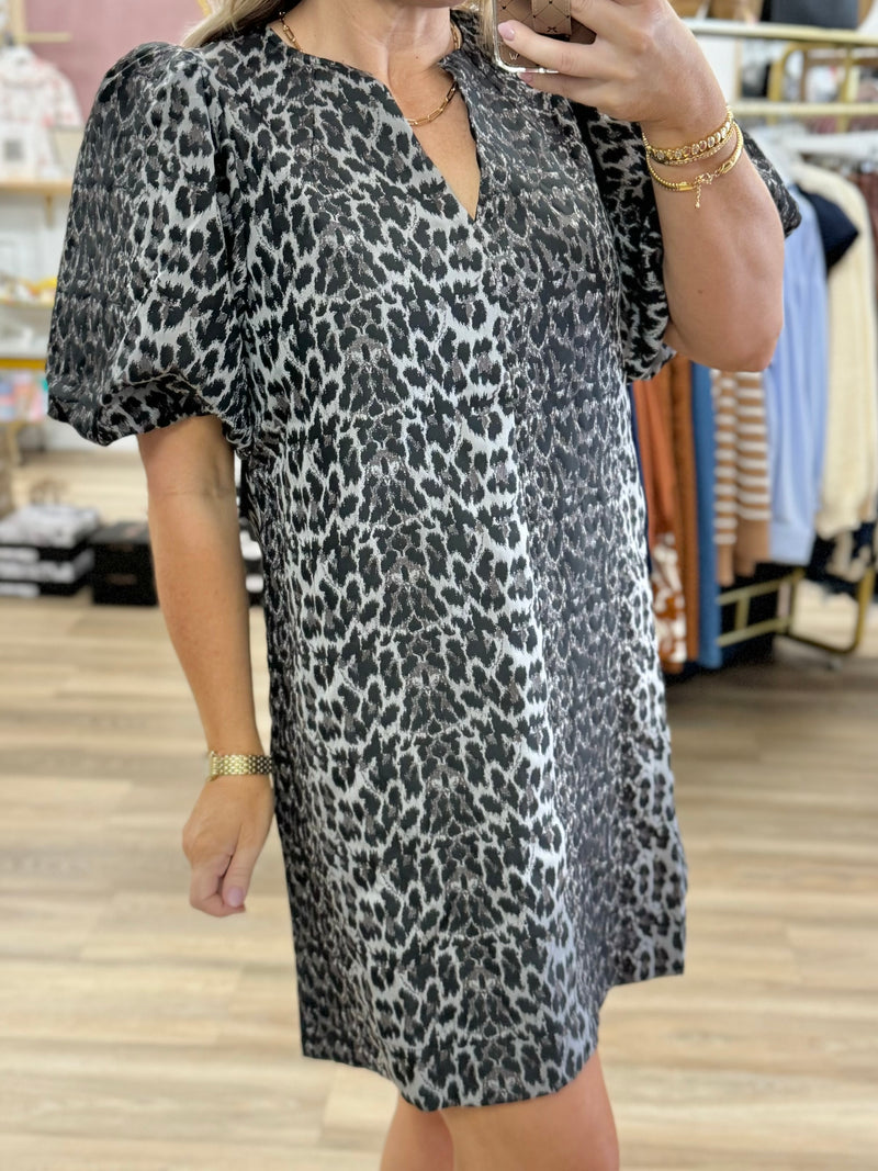 Puff Sleeve Cheetah Dress