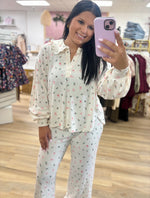 Cream Ruffle Trim PJ Set