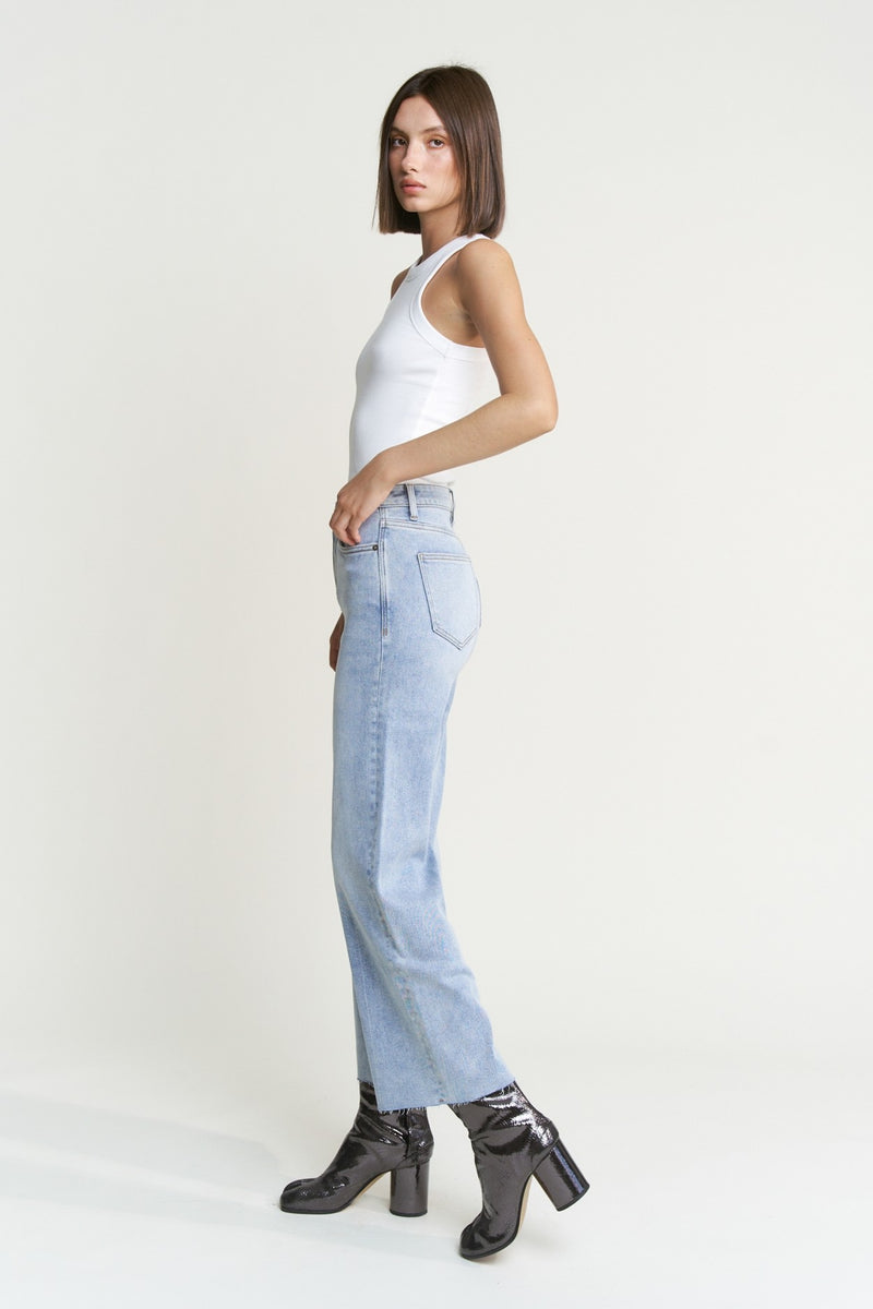 HR Wide Leg/Raw Hem Denim