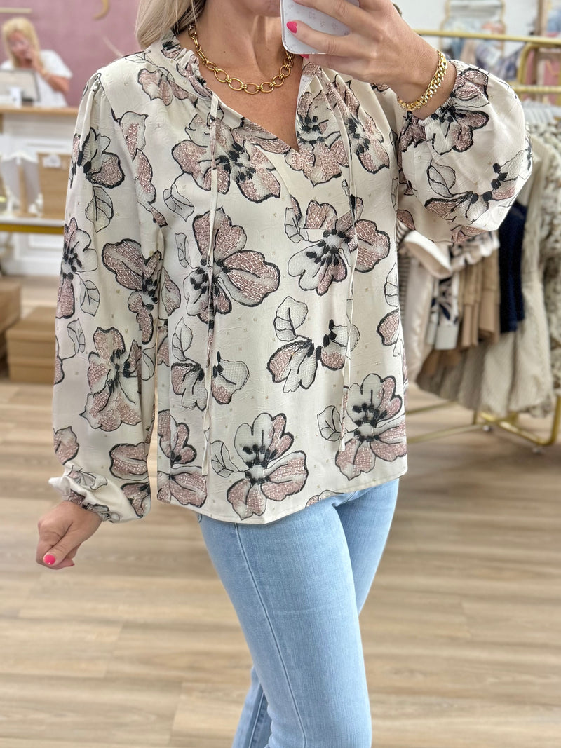 Champagne Floral Top