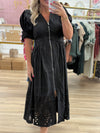 Black Embroidered Detail Midi