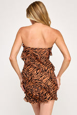 Tiger Print Ruffle Mini Dress
