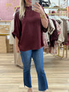 Burgundy Oversized Satin Top