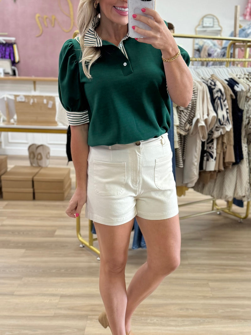 Green Mock Neck Top
