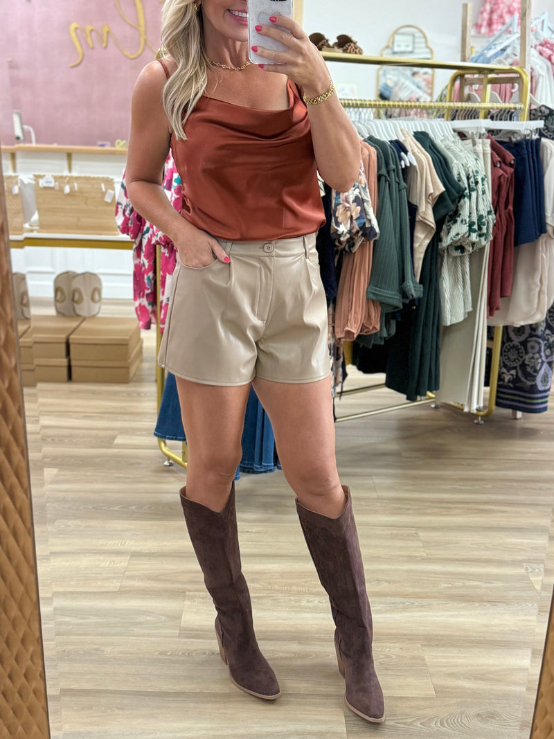 Satin Cowl Neck Cami