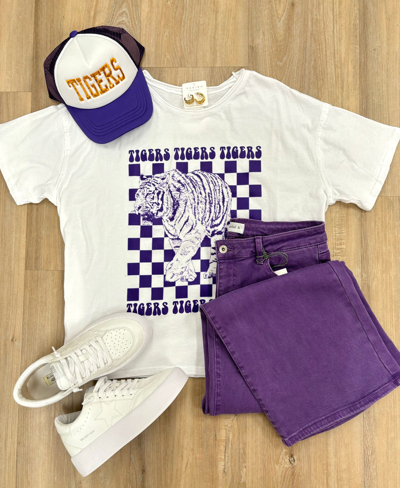 Tigers Checkerboard Boxy Tee