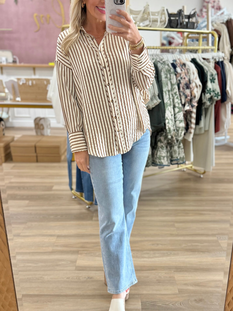 Brown/Cream Oversized Top
