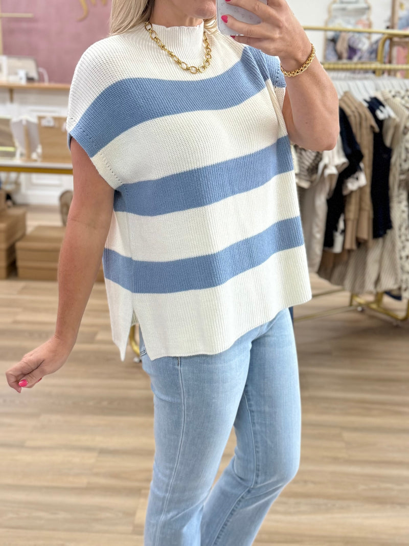 Denim/White Sweater Top