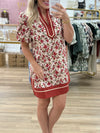 Ecru/Rust Floral Dress