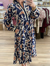 Navy Printed Midi Dress