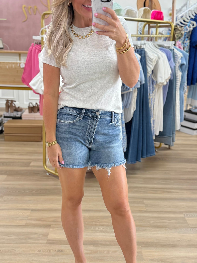 HR Frayed Denim Shorts
