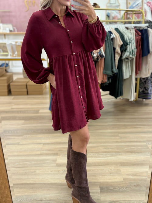 Burgundy Tiered Dress