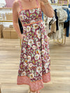 Burgundy Floral Midi Dress