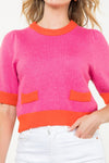 Pink/Orange Trim Sweater