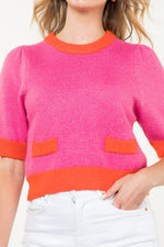 Pink/Orange Trim Sweater