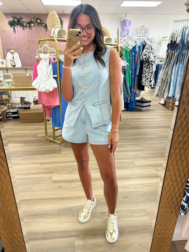 Lt. Denim Paperbag Shorts