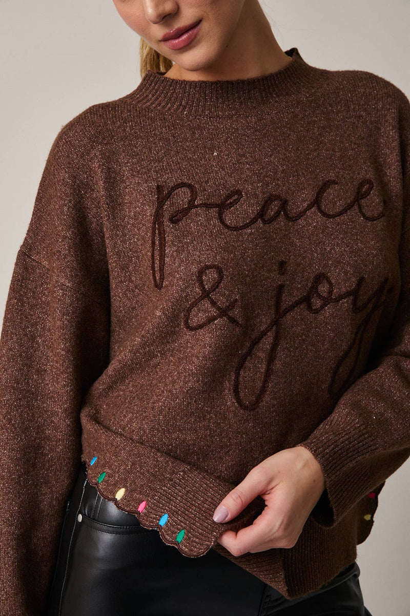 PEACE & JOY Brown Sweater
